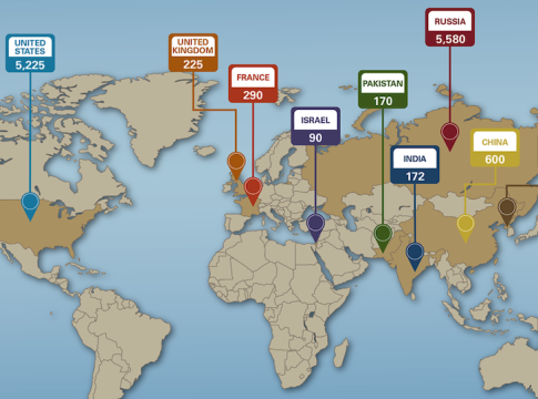Nuclear Weapons: Who Has What at a Glance. Image credit: Arms Control Association 2025.